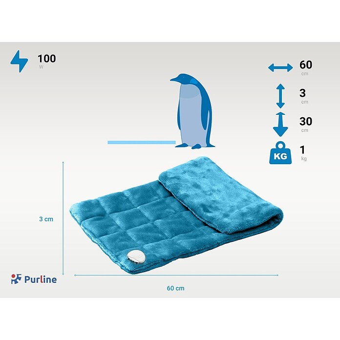 Purline Almohadilla eléctrica Warmer Pad Cosy (60 x 30 cm, Azul) | BAUHAUS