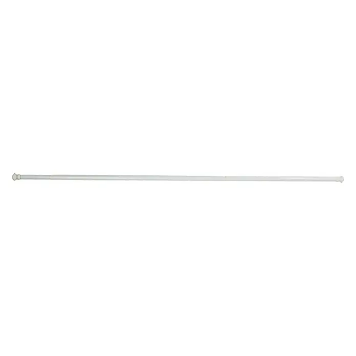 Venus Duschvorhangstange - 110 cm - 245 cm, Durchmesser: 28 mm, Weiß - Eine weiße, ausziehbare Duschvorhangstange mit dekorativen Endstücken für eine elegante Badezimmergestaltung und einfache Installation.