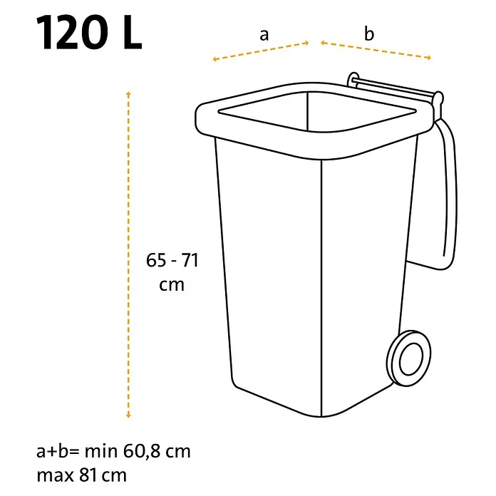 Swirl Müllbeutel Profi Schwerlast-Säcke - Fassungsvermögen: 120 l, 12 Stk., Schwarz - 120 L Mülltonne mit Rollen und Deckel, Maße: Höhe 65-71 cm, Breite 60,8-81 cm.