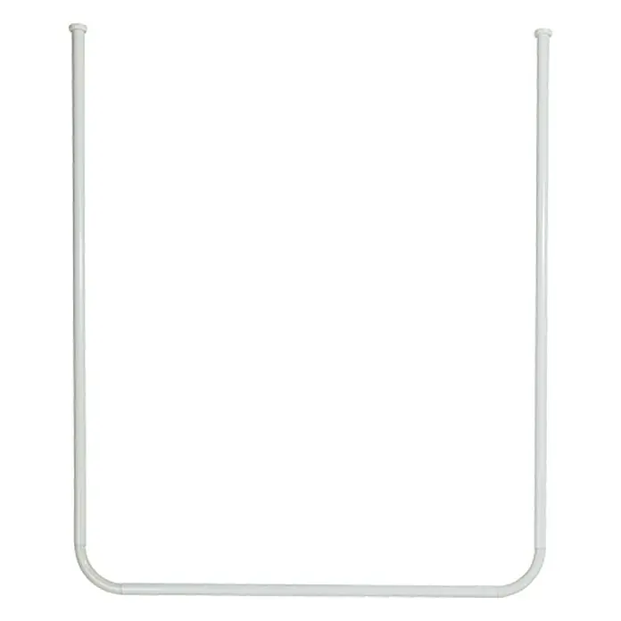 Venus Duschvorhangstange - 70 x 165 cm, Weiß, Durchmesser: 20 mm - Aufnahme einer weissen, U-förmigen Duschvorhangstange mit Kappen an den Enden, ideal für jedes Badezimmerdesign.