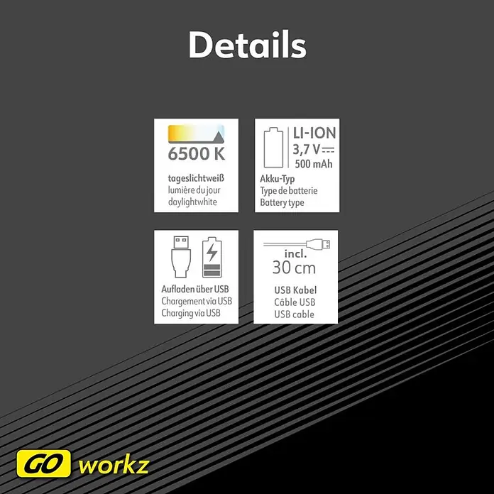Müller-Licht Schlüsselanhänger LED - Betriebsart: Akkubetrieben, LED, 6.500 K, IP43 - Produktdetails: 6500K tageslichtweiß, Li-Ion 3,7V 500mAh Akku, USB-Laden, inkl. 30cm USB-Kabel.