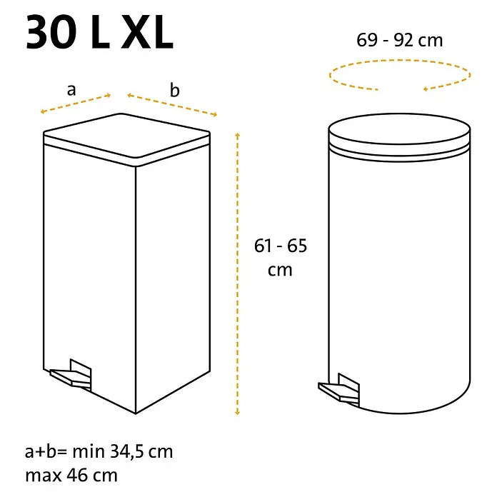 Swirl Müllbeutel mit Fixierband - Fassungsvermögen: 30 l, 10 Stk., Schwarz - Maße für einen 30L XL Mülleimer: Höhe (61-65 cm), Summe der Seitenlängen für eckig (a+b 34,5-46 cm) und Umfang für rund (69-92 cm).