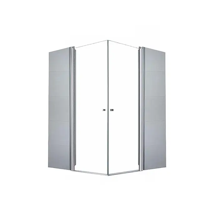 Glaszentrum Hagen Eckdusche Glaszentrum Hagen 37.5x37.5x195 cm Eck Duschkabine Altbau - Imprägniert, Farblos, Stärke: 6 mm - Eckduschkabine mit klaren Glas-Doppeltüren und silbergrauen Seitenwänden.