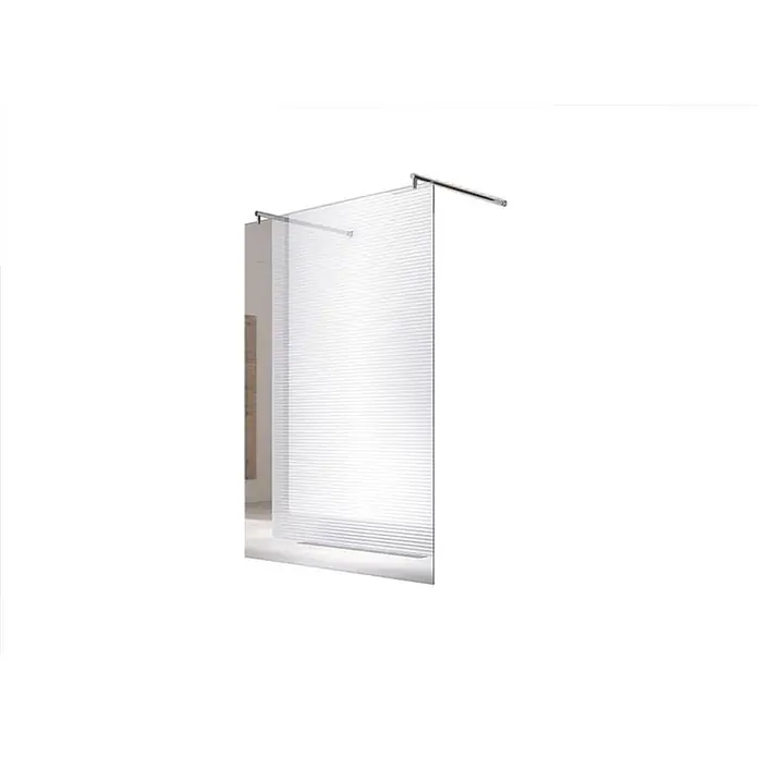Glaszentrum Hagen Duschwand Jade 38x200 cm Walk in Duschwand Klar - Eloxiert, Farblos - Transparente Glasduschwand mit integrierten weißen Horizontaljalousien und Chromstützstangen.