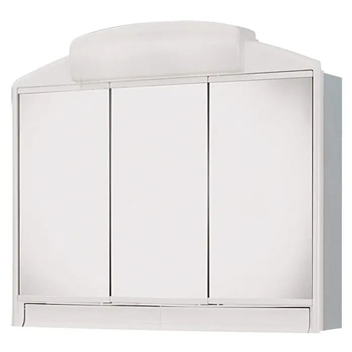 Jokey Spiegelschrank Rano - B x H: 59 x 51 cm, Weiß - Weißer Spiegelschrank mit drei Türen und einem zusätzlichen Fach unten, ideal für Badezimmer. Praktisch und platzsparend.