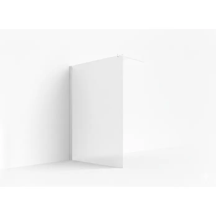 Glaszentrum Hagen Duschwand (WH) 160x200 cm Walk in Dusche Satin - Eloxiert, Weiß - Weißer minimalistischer Walk-in Duschwand mit schlankem Metallprofil und Stabilisierungsstange für moderne Bäder.