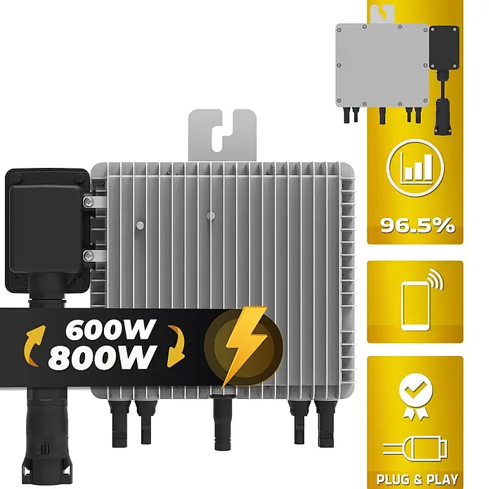 Sunniva Balkonkraftwerk 1840 / 800 Watt mit DEYE und Marstek B2500-D 4,48 kWh Speicher - Nennleistung: 800 W
