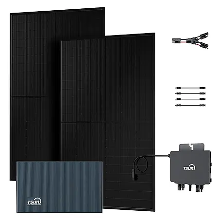 Tsun  Balkonkraftwerk TSOL-DCU2000Lite + TSOL-MX800Lite + 2×500Wp Glas-Glas Modul