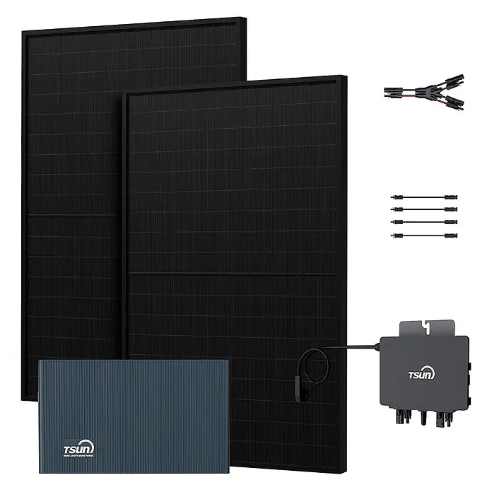 Tsun Balkonkraftwerk TSOL-DCU2000Lite + TSOL-MX800Lite + 2×455W Glas-Glas Module - Nennleistung: 800 W, L x B x H: 3,1 x 23,6 x 17,85 cm