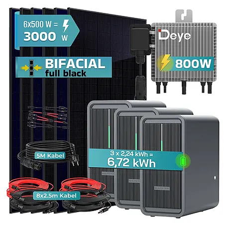 Sunniva  Balkonkraftwerk 3000 / 800 Watt mit DEYE und Marstek B2500-D 6,72 kWh Speicher