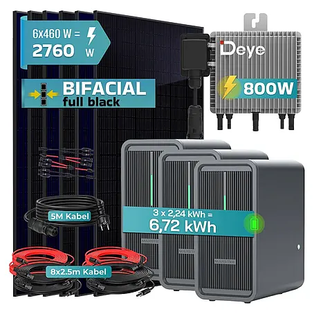 Sunniva  Balkonkraftwerk 2760 / 800 Watt mit DEYE und Marstek B2500-D 6,72 kWh Speicher