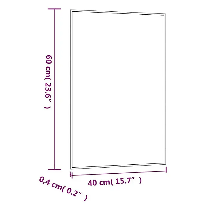vidaXL Wandspiegel Silber 40 x 0.4 x 60 cm Glas -  - Rechteckige Platte mit Maßen: 60 cm H x 40 cm B x 0,4 cm T.