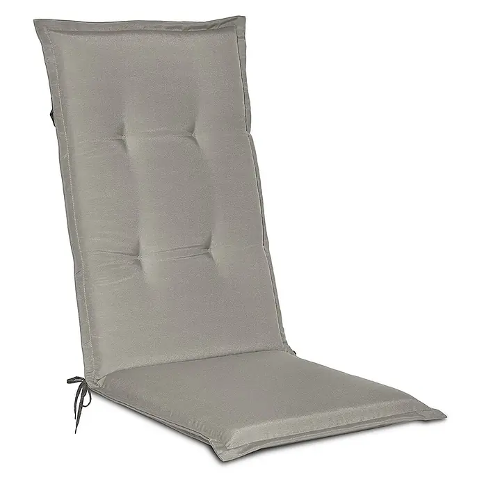 Beautissu Sitzauflage Loft HL - Hochlehner, 1 Stk., Polyester, Hellgrau - Graues, getuftetes Stuhlkissen mit Bändern zur Befestigung.