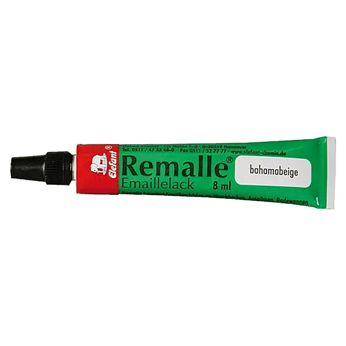Reparatur-Emaille Küche & Bad - Bahamabeige, 8 ml - Produktansicht einer Remalle Emaillelack Tube in Bahamabeige. Ideal zur Reparatur von Emaille Schäden an Waschbecken und Badewannen.