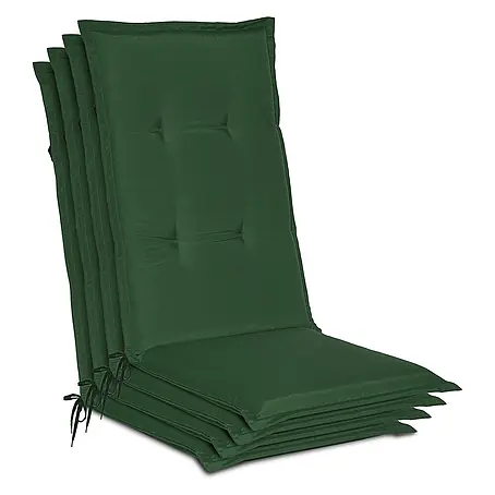 4er Set Gartenstuhlauflage Loft HL Dunkelgrün, 120x50x6cm