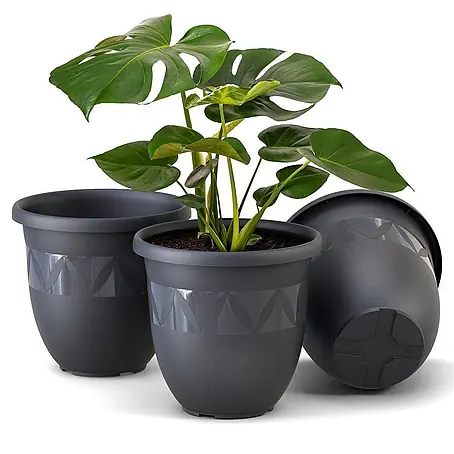Plastard  Pflanztopf 3er-Set Ø 18 cm Anthrazit, 2 Liter, Garten & Balkon