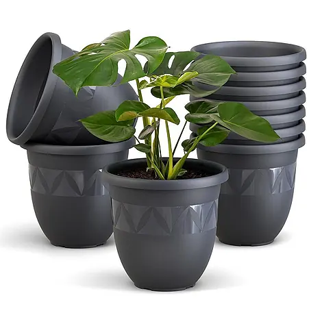 Plastard  Pflanztopf 10er Set Ø18 cm Anthrazit - Pflanzkübel Blumentopf