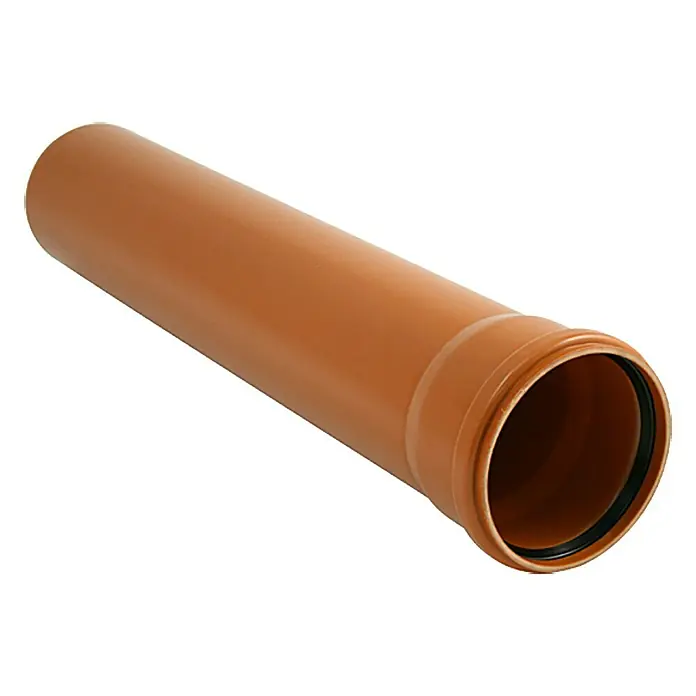 KG RohrNennweite: 160 mm, Länge: 2 m - Abwasserrohr aus braunem Kunststoff mit Muffe. Ideal für Sanitärinstallationen.