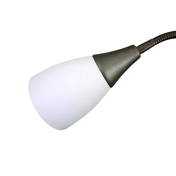 DAPO LED-Deckenfluter Stehleuchte Kora titan mit Leseleuchte - 23 W, Höhe: 178 cm, Titan, Weiß - Mattweißer Lampenkopf mit dunkelgrauem Fuß und flexiblem Rippenarm.
