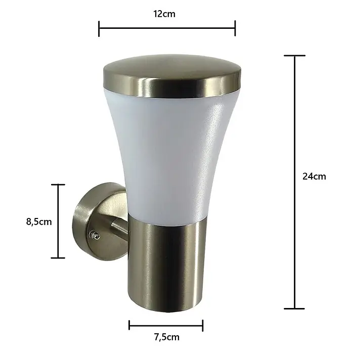 DAPO Außenwand- & Deckenleuchte Außen-Wandleuchte Siegen - Silber, Weiß, IP44 - Wandleuchte für den Außenbereich aus gebürstetem Edelstahl mit weißem Milchglasdiffusor.