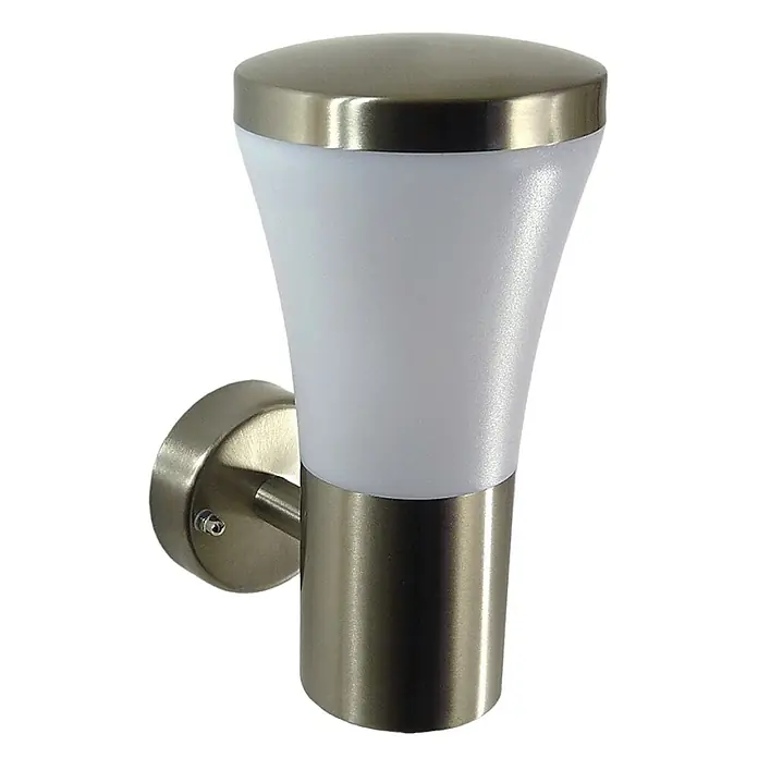 DAPO Außenwand- & Deckenleuchte Außen-Wandleuchte Siegen - Silber, Weiß, IP44 - Wandleuchte aus gebürstetem Metall mit mattweißem Diffusor.
