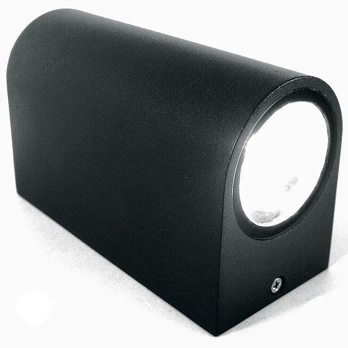 DAPO Außenwandleuchte Außen-Wandleuchte Lugano 2-flammig Schwarz - 70 W, 9,2 x 6,8 x 15 cm, Schwarz, Klar, IP44 - Schwarze, strukturierte Wandleuchte mit abgerundeter Oberseite, strahlt helles weißes Licht aus.