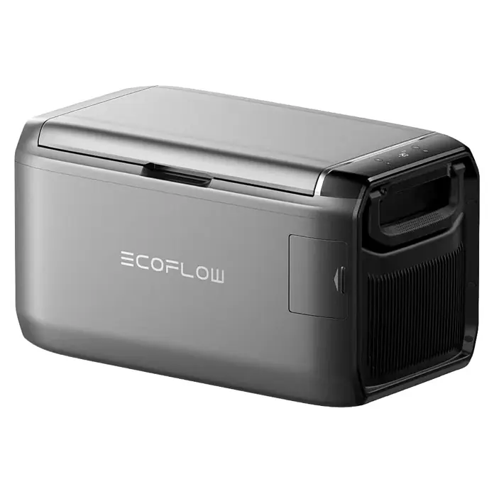 EcoFlow Akku-Kühlbox Glacier - 1 Akku, L x B x H: 40,5 x 70,6 x 40 cm, 35 l - Graue ECOFLOW tragbare Kühlbox mit aufklappbarem Deckel und seitlichem Griff.