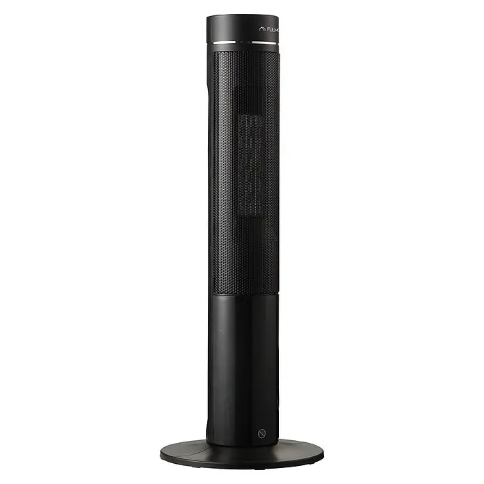 Fulmo Calefactor cerámico Moscu - 2.000 W, Negro, 32 x 32 x 85 cm - Calefactor de torre cerámico negro con rejilla perforada, sobre base redonda.