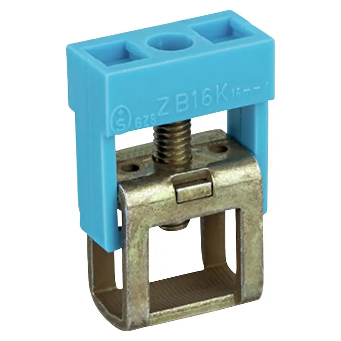 Wago Topjob Anschlussklemme S 210-281 - Für Sammelschiene, 2 Stk. - Hellblauer Kunststoff-Klemmenblock mit Messingschraubklemme für 16mm² Elektrokabel.