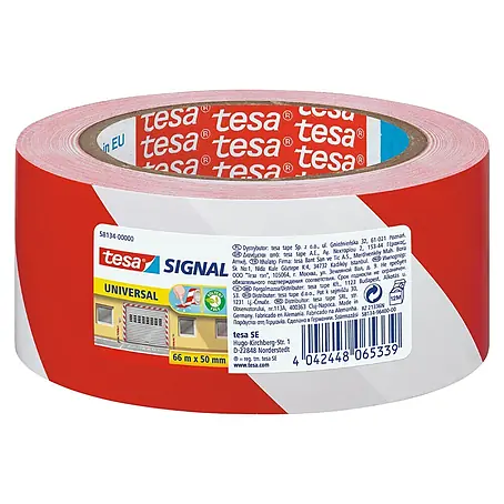 Tesa  Cinta de señalización Signal Universal rojo y blanco