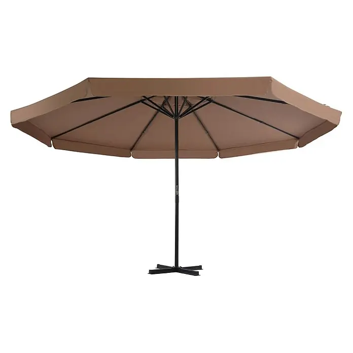 VidaXL Balkonschirm - Taupe - Brauner Outdoor-Sonnenschirm mit schwarzem Mast und Kreuzfuß.