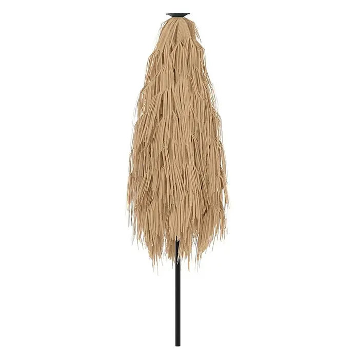 vidaXL Sonnenschirm mit Stahlmast Braun 288x288x225 cm -  - Hellbrauner Stroh-Tiki-Sonnenschirm mit schwarzem Stiel, ideal für Sonnenschutz und tropisches Ambiente.