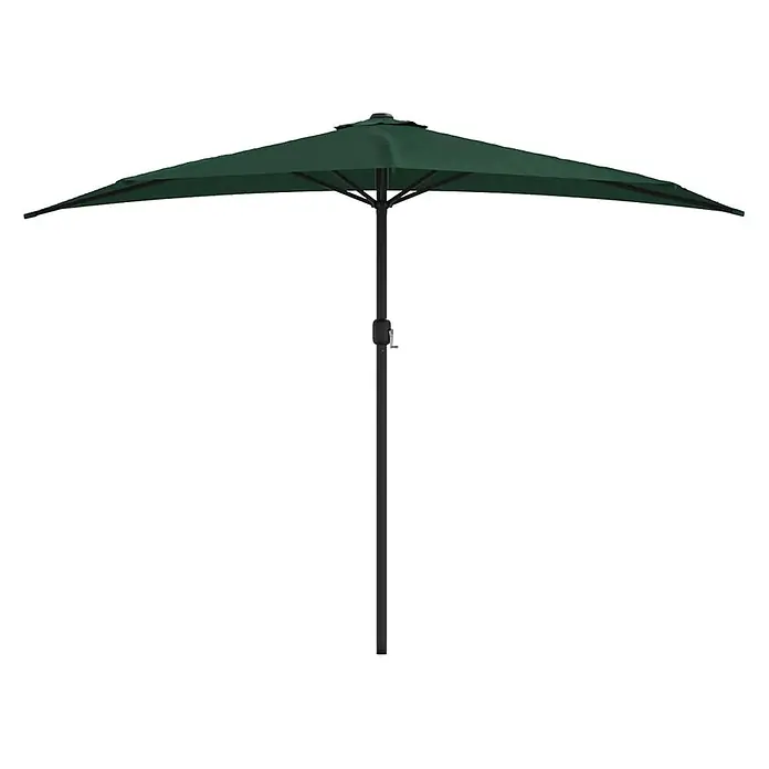 vidaXL Balkon Sonnenschirm mit Alu Mast Grün 300x155 cm Halbrund -  - Dunkelgrüner Halb-Sonnenschirm mit schwarzem Mast, ideal für schmale Räume.