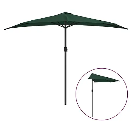 vidaXL Balkon Sonnenschirm mit Alu Mast Grün 300x155 cm Halbrund