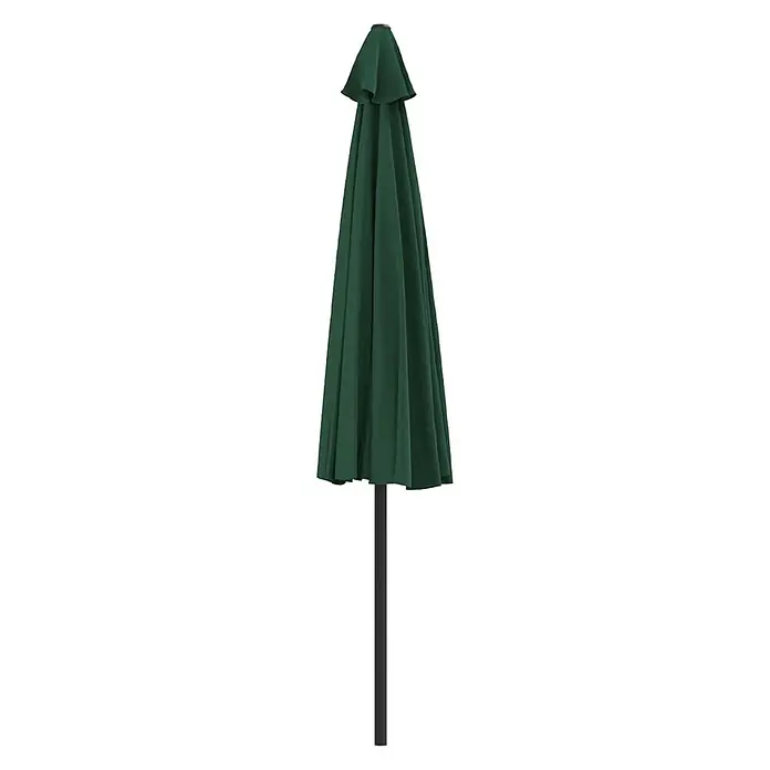 vidaXL Balkon Sonnenschirm mit Alu Mast Grün 300x155 cm Halbrund -  - Geschlossener dunkelgrüner Sonnenschirm mit schwarzem Stock.