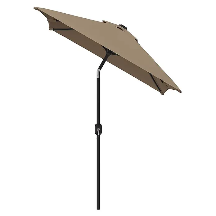vidaXL Sonnenschirm mit Metall Mast 300x200 cm Taupe -  - Brauner Terrassenschirm mit schwarzem Mast und geneigtem Schirmdach.