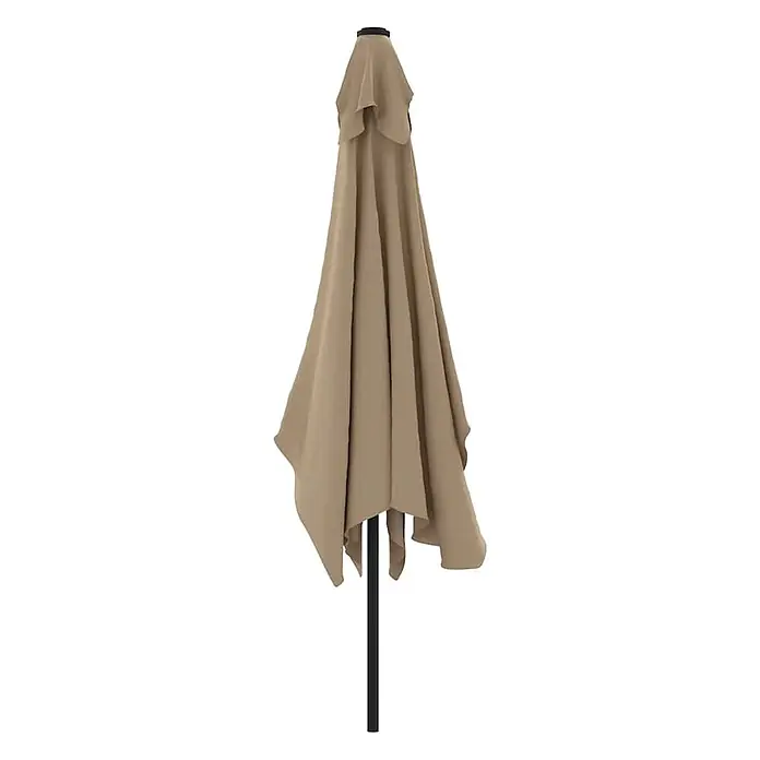 vidaXL Sonnenschirm mit Metall Mast 300x200 cm Taupe -  - Beiger, zusammengeklappter Terrassenschirm mit schwarzem Mast.
