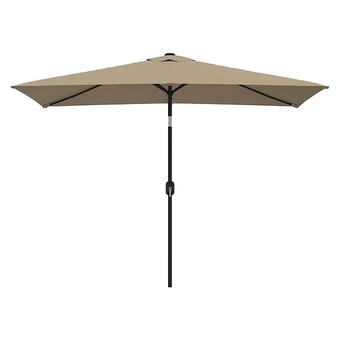 vidaXL Sonnenschirm mit Metall Mast 300x200 cm Taupe -  - Rechteckiger Sonnenschirm mit beigem Schirmtuch und schwarzem Mast mit Kurbelmechanismus.