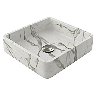 Lavabo de sobremesa Rodas (37 x 37 cm, Sin desbordamiento, Blanco)