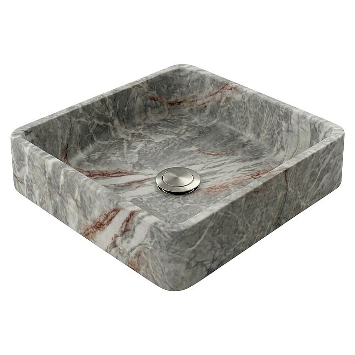 Lavabo de sobremesa Rodas (37 x 37 cm, Sin desbordamiento, Gris) | BAUHAUS