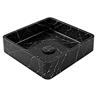 Lavabo de sobremesa Rodas (37 x 37 cm, Sin desbordamiento, Negro y blanco)