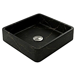Lavabo de sobremesa Rodas (37 x 37 cm, Sin desbordamiento, Negro y oro)