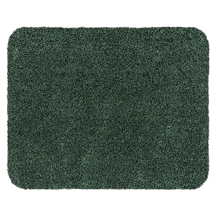 Astra Schmutzfangmatte entra SAUGSTARK - Grün, 60 x 75 cm, Material Nutzschicht: 100 % Baumwolle - Dunkelgrüner Hochflorteppich mit abgerundeten Ecken.