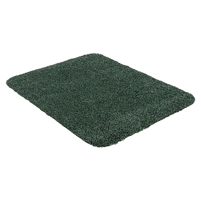 Astra Schmutzfangmatte entra SAUGSTARK - Grün, 60 x 75 cm, Material Nutzschicht: 100 % Baumwolle - Dunkelgrüner rechteckiger Hochflorteppich.