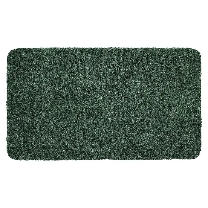 Astra Schmutzfangmatte entra SAUGSTARK - Grün, 75 x 130 cm, Material Nutzschicht: 100 % Baumwolle - Dunkelgrüner rechteckiger Teppich mit zotteliger Textur und abgerundeten Ecken.