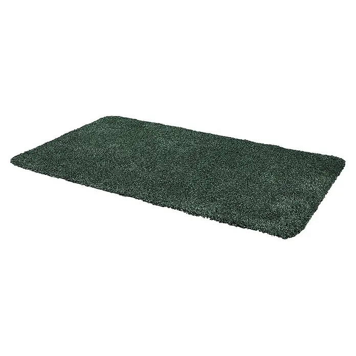 Astra Schmutzfangmatte entra SAUGSTARK - Grün, 75 x 130 cm, Material Nutzschicht: 100 % Baumwolle - Dunkelgrüner rechteckiger Hochflorteppich mit weicher, flauschiger Textur.