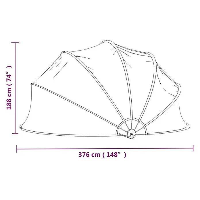 VidaXL Bodenschutzplane - Passend für: Poolschutz vor Sonne und Regen, Durchmesser: 376 cm, L x B: 376 x 0 cm - Kuppelförmiges Outdoor-Vordach mit Gestell, 188x376 cm (74x148").