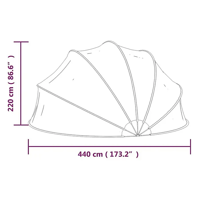 VidaXL Bodenschutzplane - Passend für: Poolschutz vor Sonne und Regen, Durchmesser: 440 cm, L x B: 440 x 0 cm - Großes, zusammenklappbares Garten-Gewächshaus oder Pflanzenzelt mit radialem Rahmen, 220 cm hoch und 440 cm breit.