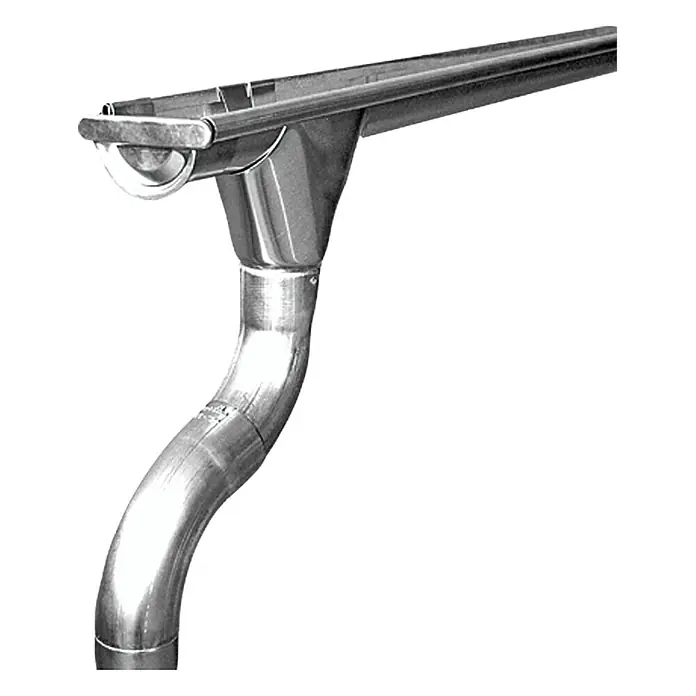 Sarei Fallrohrbogen - Nennweite: 80 mm, Winkel: 72 °, Aluminium, Silber - Regenrinne aus Metall, die Regenwasser ableitet. Die Rinne ist glänzend und robust, perfekt für jedes Gebäude.