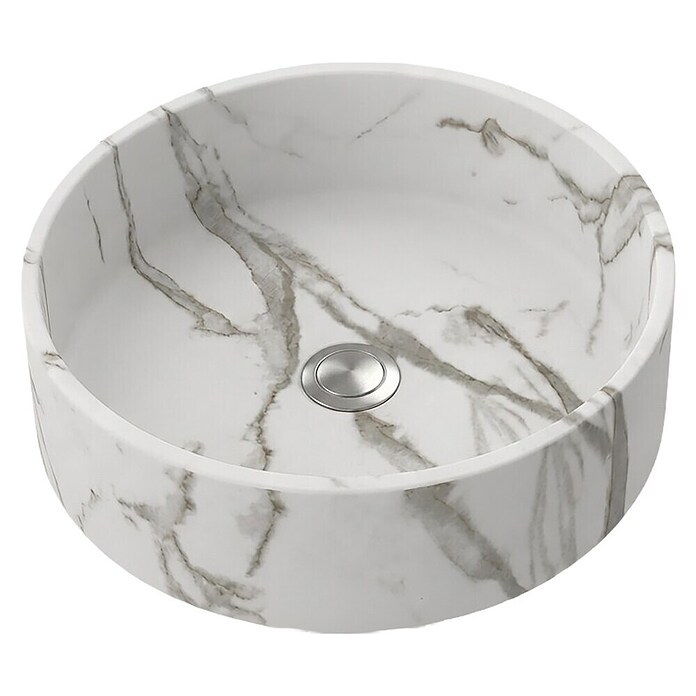 Lavabo redondo Mykonos (Diámetro: 37 cm, Sin desbordamiento, Blanco) | BAUHAUS